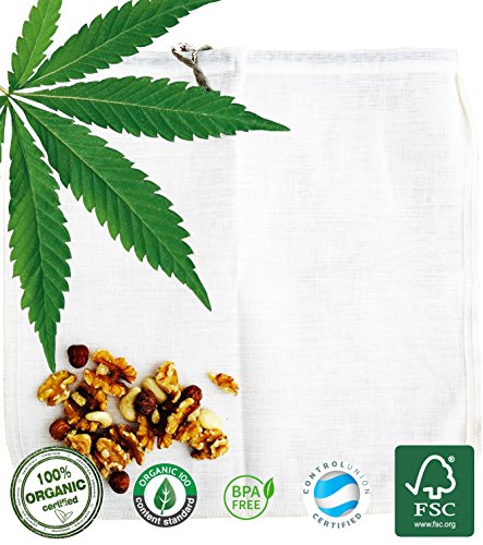 Ecocasa CHANVRE Sac à lait végétal Ecocasa - l'alternative écologique pour fabriquer du lait d'amandes - filtrer du jus - rincer le quinoa | INCLUS manuel et recette 0768240437498 (0768240437498)