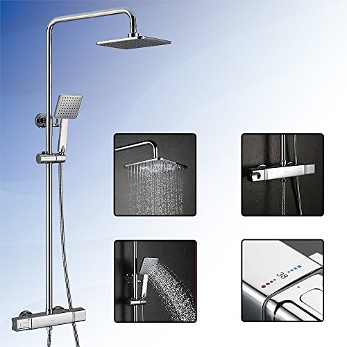 Colonne de douche thermostatique pommeau fixe e...