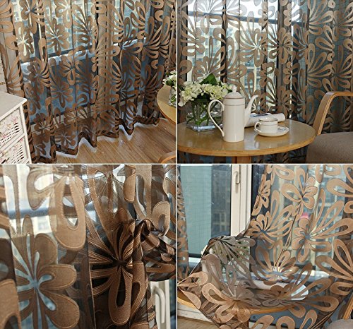 Lot de 1 Voilage Jacquard 3D Grande Fleur Ridea...