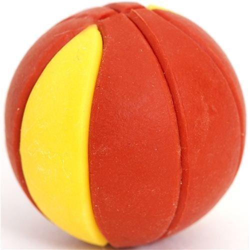 Jolie gomme Iwako forme ballon de basket marron...