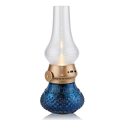 efluky Classique blowing contrôle vocal lampe led-usb sans fil rechargeable led night lampion, creative kérosène huile lampe design avec des touches de commande gradateur, pour intérieur et extérieur, lire, camping (bleu) code EAN 0780150796915 