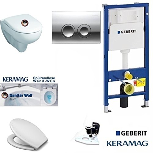 Keramag , Geberit , Haro Geberit Duofix avec Delta 21 Chrome Keramag Renova Nr. 1, rimfree rinçage, sans marge, Abattant WC Diamond Swarowski, Kera Tect 0783024335531 (0783024335531)