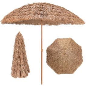  Parasol en Paille PE  Style Hawaïen Tropical Baleines pour Patio Terrasse Jardin H 220cm code EAN 0783501245315 