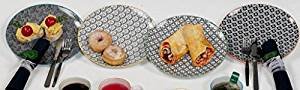 'Lot de 4 assiettes "ATIKA Noir Blanc Multicolore Assiette à pain Assiette à gâteau Rétro lignes Shabby Vintage 0783512450975 Interieur 05