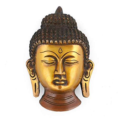 CraftVatika craftvatika en laiton Bouddha mur Sculpture Visage Tibet Tibétain Bhuddhism Masque mural décoratif 0783629734593 (0783629734593)