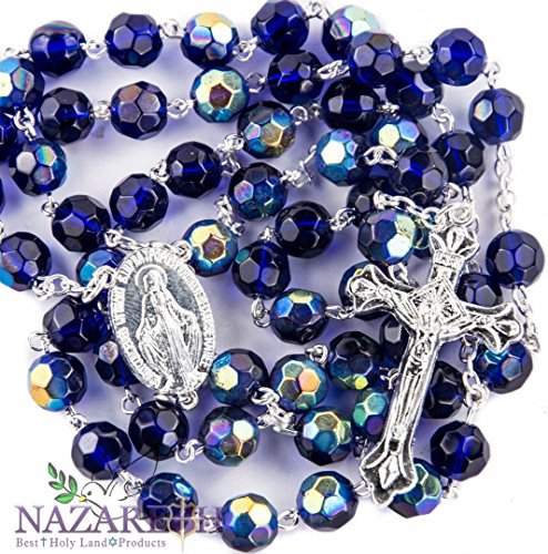 Nazareth Market Store Chapelet catholique avec perles en cristal médaille et croix bleu code EAN 0784016744102 