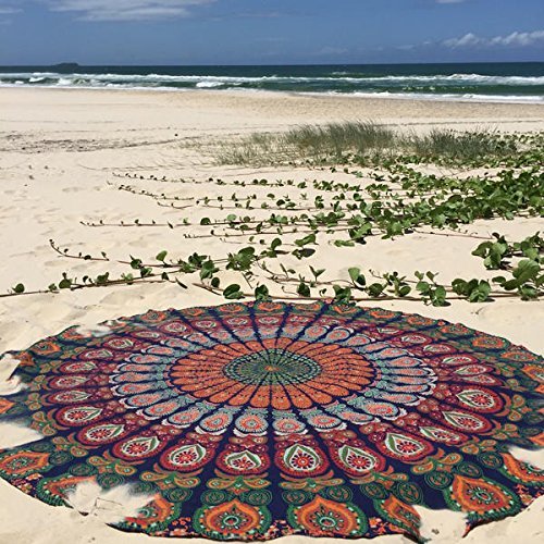 Dermier paon indien Serviette de plage Mandala ...