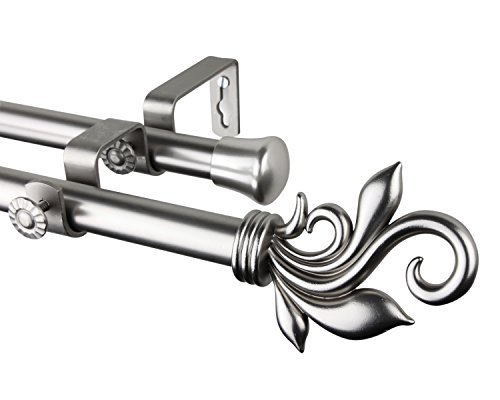 Rod Desyne Home decorative delilah double curtain rod 48-84 inch satin nickel by rod desyne code EAN 0784331783114 