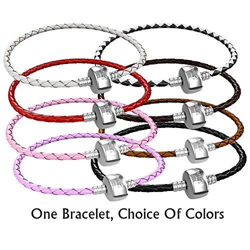 Timeline Treasures Chronologie Trésors en cuir véritable en acier inoxydable pour bracelet style européen pour bracelets Pandora Corps sans fermoir Charme - Rouge, rouge, 18 cm (7 Inch) code EAN 0784672348317 