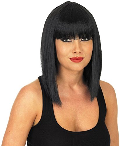 Perruque lisse pour femme longueur épaules Noir