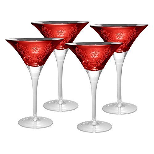 Brocade Martini Glass in Red (Set of 4) by Artland