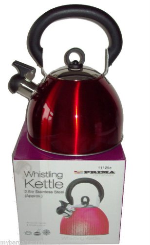 Bouilloire sifflante en acier inoxydable rouge ...
