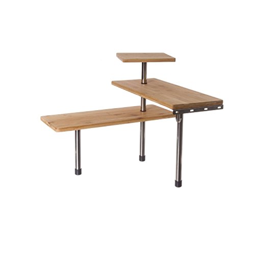 Bamboo and Stainless Steel Corner Shelf Unit - ...