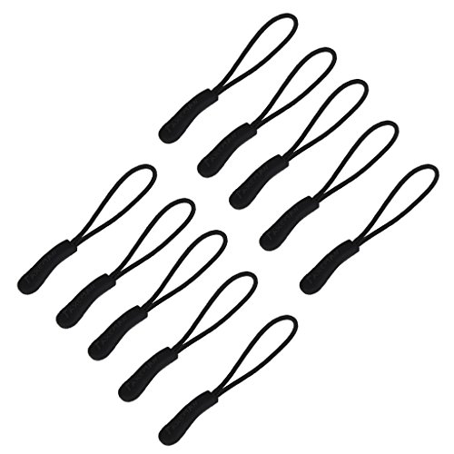Générique 10pcs Cordon de Tirage pour Curseur de Fermeture Eclair Curseur Remplacement Noir code EAN 0787269353015 