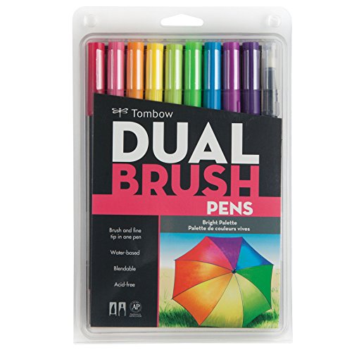 Dual brush pens 10/pkg-bright