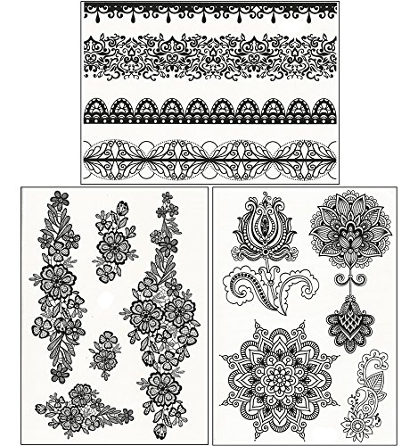 Tatouages éphémères - set de 3 planches - body art & bijoux brillants pour filles & femme - body make-up/autocollants/tatouages imperméables chic 0787639245582 ChicTats