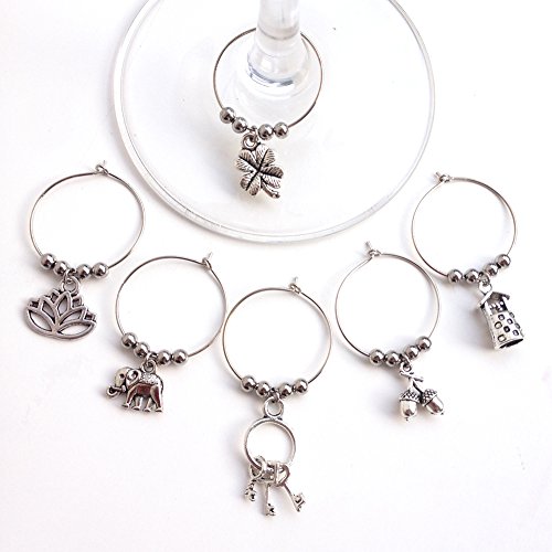 Lot de 6 marqueurs de verre (Set#1), 6 Lucky Ch...