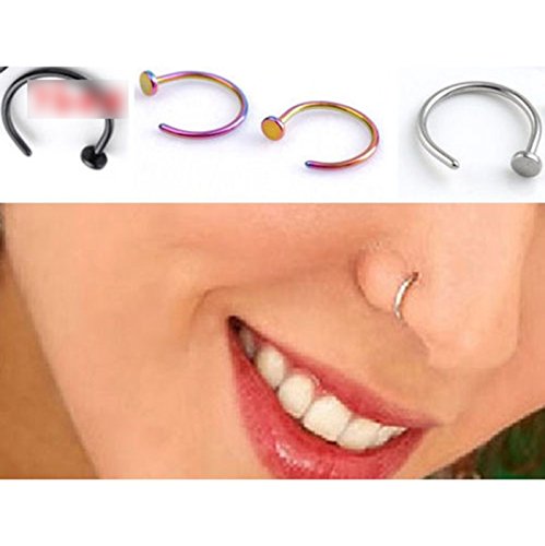 HuaYang Nouveau anneau du nez boucle du nez en acier inoxydable 2 pcs(noir) code EAN 0787734479585 