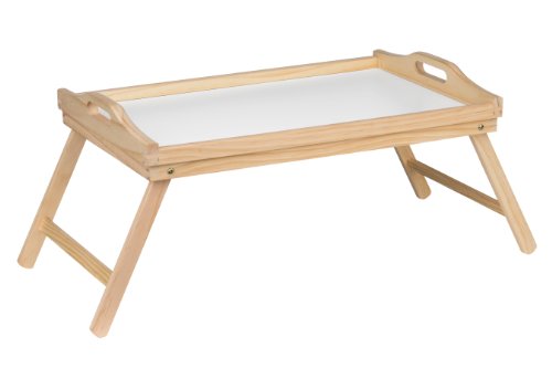 Plateau de lit avec pieds pliables dessus blanc