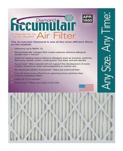 Accumulair 14x36x1 (13-1/2x35-1/2) Accumulair Diamond Filter MERV 13 4-Pack by Accumulair code EAN 0789957437663 