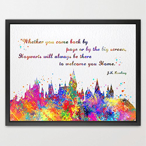 Dignovel Studios dignovel Studios Château de Poudlard Citation Harry Potter Illustration Aquarelle Art Print Citation amitié Nursery Enfants Art Print cadeau d'anniversaire de mariage n381-unframed code EAN 0791082918290 