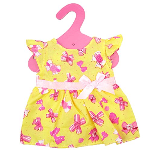 Mignon Robe Jaune Bowknot Imprimé Pour Poupée 1...