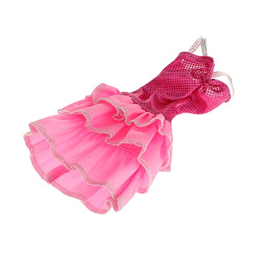 3 Couche Mini Robe Rose Avec Bande Argent Court...