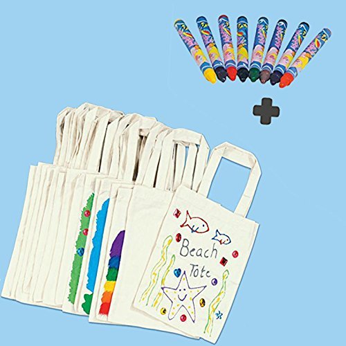 German Trendseller® - 10 Sac en Coton + 8 Crayo...