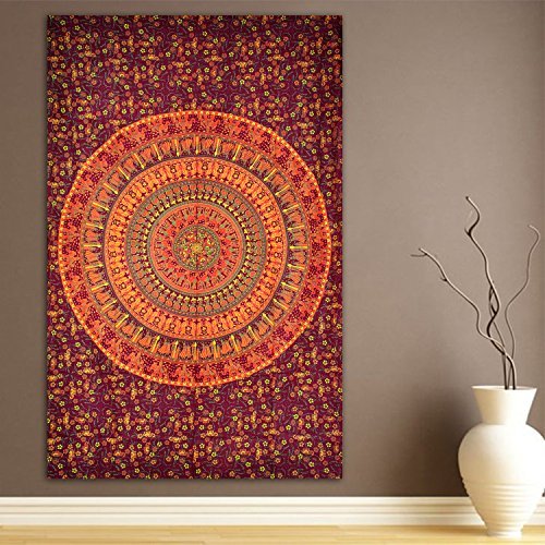 Marubhumi Elephant & Camel Tapestry, Indian Hippie Wall Hanging , Bohemian Bedspread, Mandala Cotton Dorm Decor Beach Blanket by Marubhumi code EAN 0796037430575 
