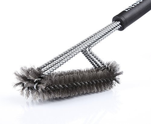 Brosse à barbecue en inox 2en1, avec un manche ...