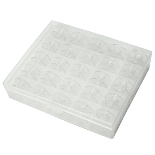 AllBeauty Durable Lot de 25 bobines transparentes vides en plastique pour Machine à coudre bobine F avec étui de rangement 0799491352711 (0799491352711)