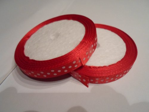 2 rouleaux 10mm 3/8 "ruban de satin rouge de 26 mètres avec pois blancs faveurs de mariage décoratif de Noël de Pâques 10 mm 0799632422655 Beautiful Ribbon - 10mm 2 rouleaux 10mm 3/8 "ruban de satin rouge de 26 mètres avec pois blancs faveurs de mariage décoratif de Noël de Pâques 10 mm 0799632422655 Beautiful Ribbon - 10mm