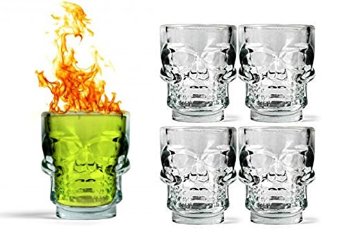 BIG BOY 4x shooters crane, skull, tête de mort, halloween, verre original, shooter tequila, vodka, whisky code EAN 0799695953431 