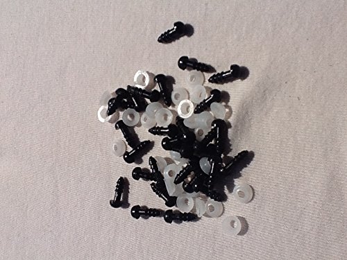 Lot de 30 yeux de sécurité noirs ronds (15 pair...