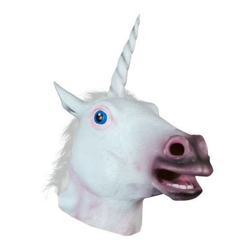 Masque de tête licorne blanche en caoutchouc latex avec fausse fourrure pour soirée et cosplay 0799928237253 PARA