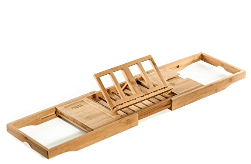 Prosumer's Choice Choix du prosommateur Organiseur Plateau pour baignoire en bambou naturel avec livre, tablette, téléphone, support pour verre à vin 0808068011835 (0808068011835)