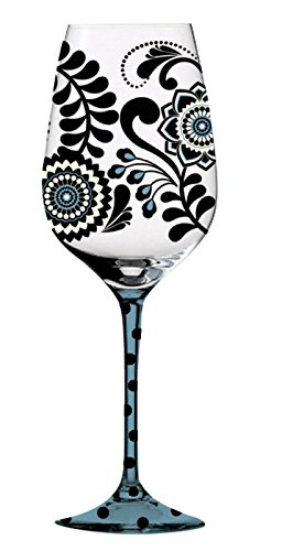 Dark Stormy Verre à vin Motif fleurs de vigne