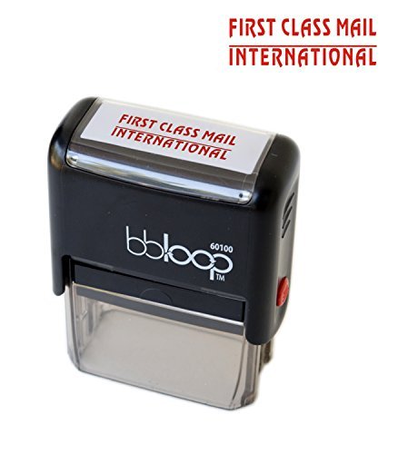 bbloop BBloop Tampon à auto-encrage " FIRST CLASS MAIL INTERNATIONAL " (en Anglais) Rectangulaire. Encre ROUGE 0810550021253 (0810550021253)
