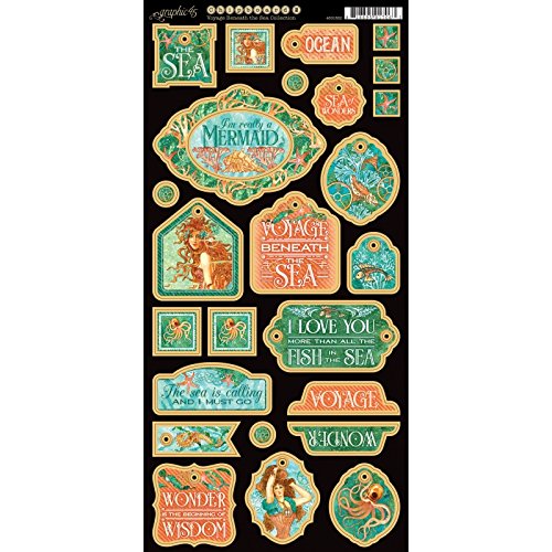 Voyage sous les mer chipboard die-cuts 15 cm sh...