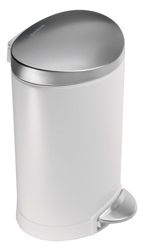 Simplehuman Cw1835cb poubelle à pédale demi-lune acier blanc 23,6 x 22,6 x 34,5 cm code EAN 0838810016351 