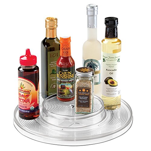 MetroDecor Corbeille de rangement mDesign Lazy Susan avec module rotatif pour épices ou condiments pour placards et plans de travail de cuisine - 2 compartiments, Transparent 0841247108636 (0841247108636)