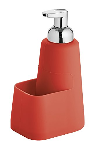 MetroDecor Distributeur de savon-mousse à pompe avec panier à éponge, mDesign Kitchen - Rouge / Chrome... 0841247110929 (0841247110929)