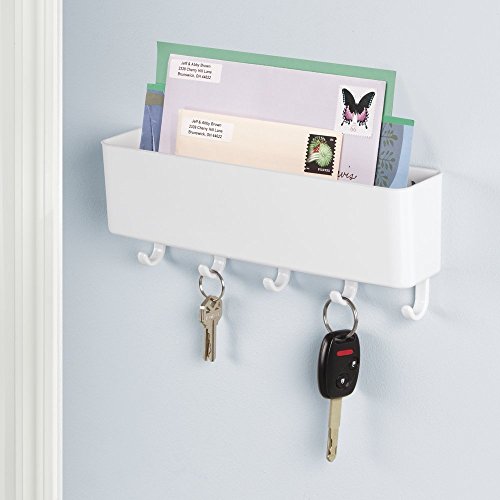 MetroDecor Etagère range-courrier, support à clés mDesign pour l'entrée ou la cuisine - Installation murale, blanc 0841247112022 (0841247112022)