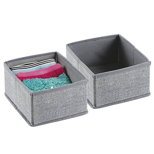MetroDecor Boîte de rangement pour armoire ou commode pour soutien-gorge, sous-vêtements, chaussettes, collants / leggings - Lot de 2, Petit, Gris 0841247114569 (0841247114569)