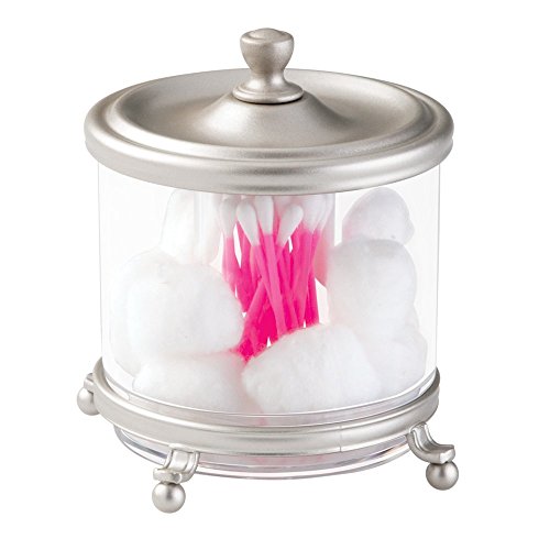 MetroDecor Bocal traditionnel mDesign pour le rangement de boules de coton, tampons de maquillage - satiné/transparent 0841247115276 (0841247115276)