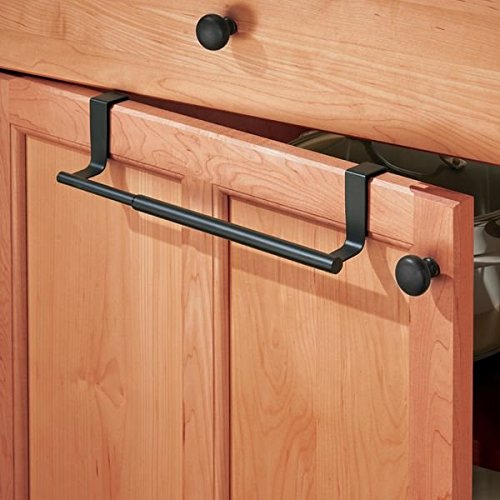MetroDecor Barre support de torchon de cuisine mDesign extensible, à placer par-dessus une porte de placard - Noir mat 0841247118314 (0841247118314)