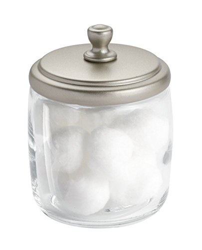 MetroDecor Bocal en verre, mDesign - salle de bain, pour boules de coton, disques à démaquiller - Transparent / Satin 0841247123813 (0841247123813)