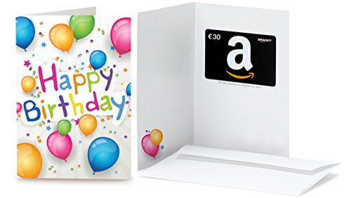 Chèques-cadeaux Amazon.fr Carte cadeau Amazon.fr - €30 - Dans une carte de vœux Ballons Colorés code EAN 0848719073645 