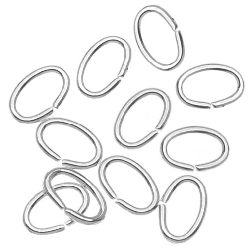 Beadaholique Anneaux ouverts ovales plaqués argent 4 x 6 mm, fil large de 0,8 mm / 50 pièces 0849087002336 (0849087002336)