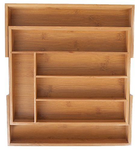KD Organizers Range-couverts extensible en bambou à 7 compartiments : grand plateau qui s'adaptera à tous les tiroirs de la maison code EAN 0858680005101 